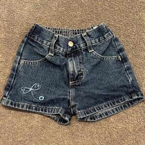 Vintage Riders by Lee Dark Blue Jean Shorts with Embroidery